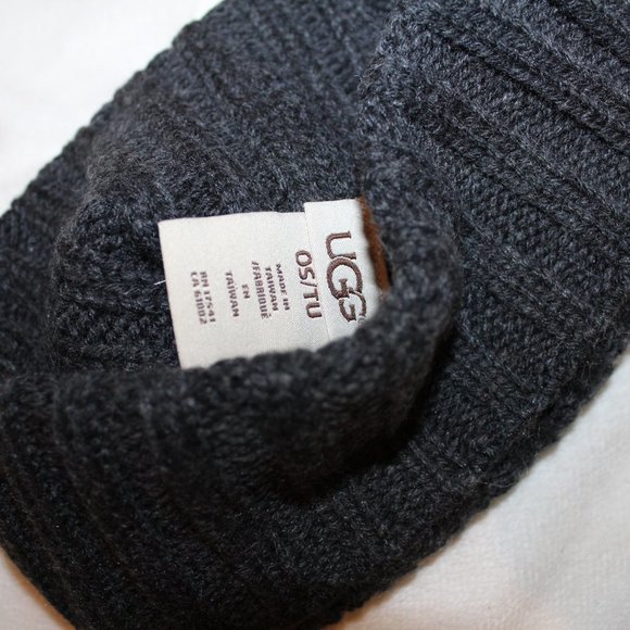 NWT UNISEX WOOL BEANIE LOGO HAT CHARCOAL GRAY MEN WOMEN - Picture 4 of 4